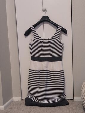 Banana Republic Black and White Striped Sheath Dress